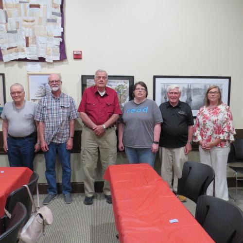 Past presidentsl/r: Lawrence Croft, Joe Mulrooney, Larry Box, Kara Roberts, Wayne Wells, Susan Watts (current president)